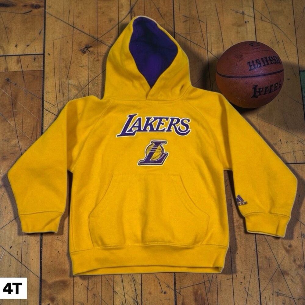 Adidas Los Angeles Lakers Hoodie Sweatshirt Kids Size 4T NBA Embroidered